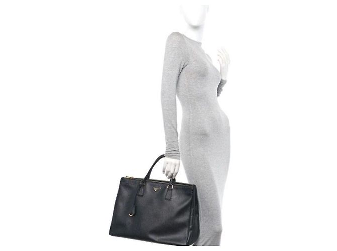 PRADA Saffiano Lux Gran Galleria Doble Cierre Tote Negro - vista 12
