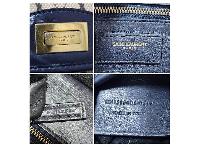 Borsa a tracolla in tela con monogramma Yves Saint Laurent Nero Blu navy - vista 2