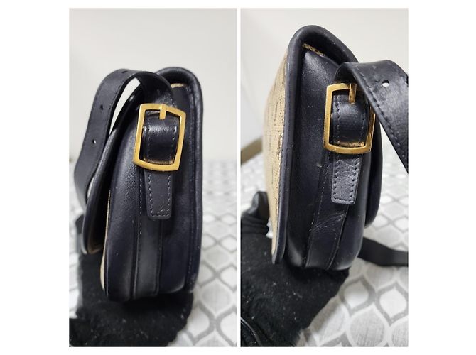 Borsa a tracolla in tela con monogramma Yves Saint Laurent Nero Blu navy - vista 5