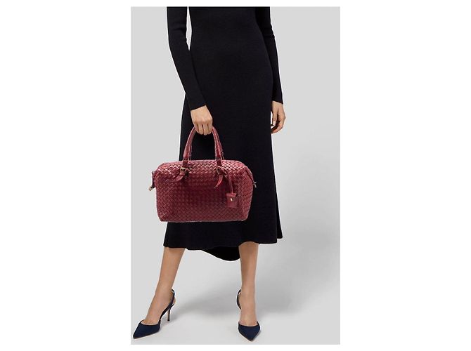 Bottega Veneta Intrecciato Top Handle Bag Burgundy - view 11