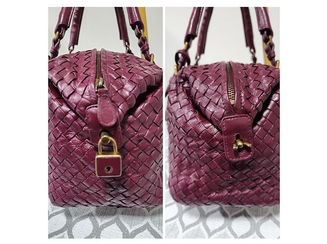 Bottega Veneta Intrecciato Top Handle Bag Burgundy - view 4