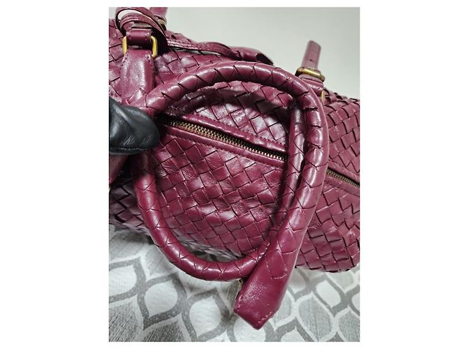 Bottega Veneta Intrecciato Top Handle Bag Burgundy - view 7