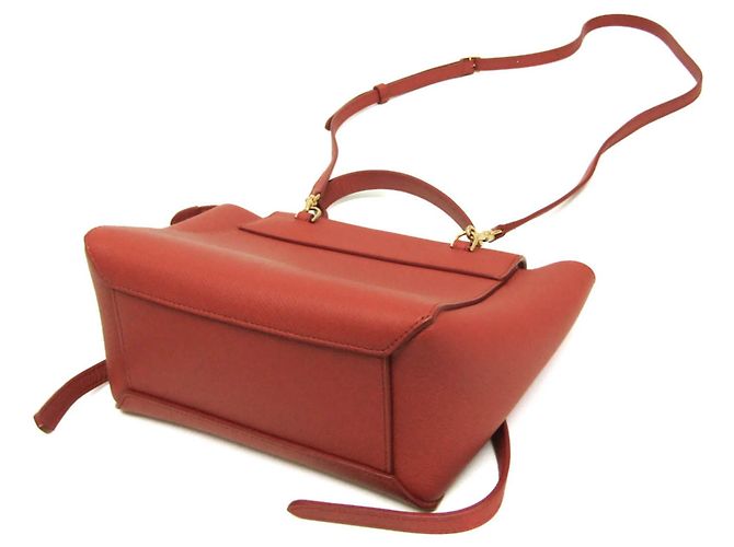 Belt Bag Céline Bolsa de Cinto Celine em Couro Texturizado Nano Vermelho - vista 2