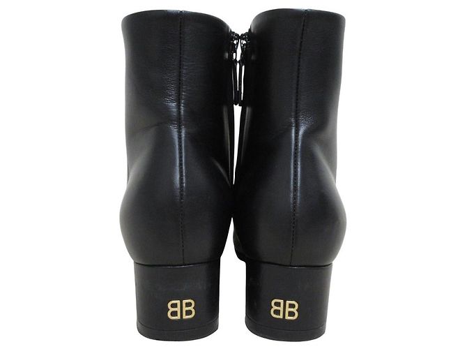 Everyday Botines cortos de cuero con tacón BB Balenciaga Negro - vista 3