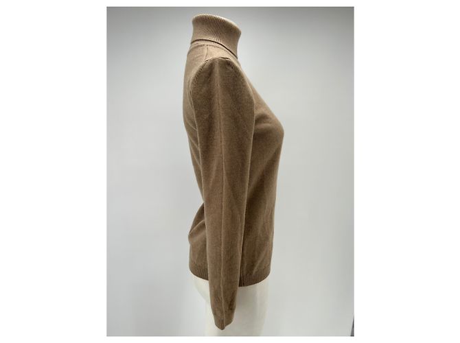 Autre Marque Pull col roulé beige en cachemire - vue 3