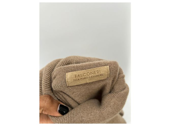 Autre Marque Pull col roulé beige en cachemire - vue 5