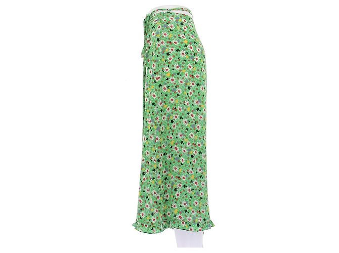 Falda Miu Miu verde estampada de viscosa - vista 4