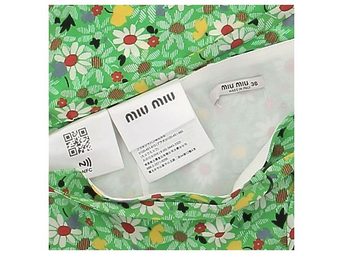 Falda Miu Miu verde estampada de viscosa - vista 5
