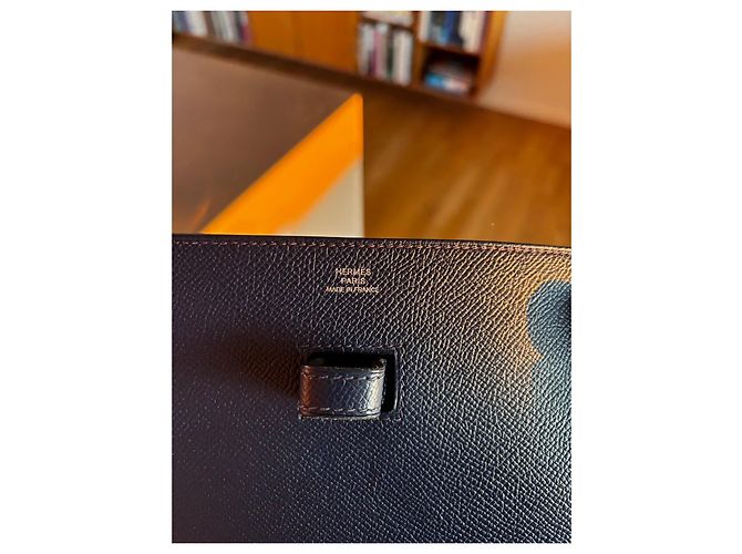 Borsa Baton de Craie in pelle blu navy Hermès Blu scuro - vista 3