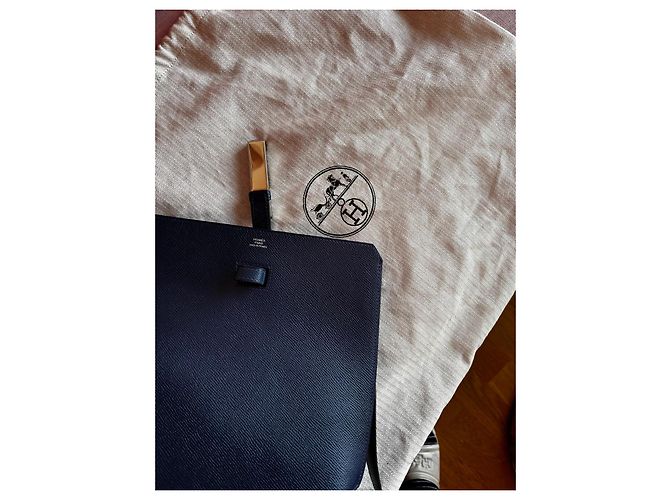 Borsa Baton de Craie in pelle blu navy Hermès Blu scuro - vista 7