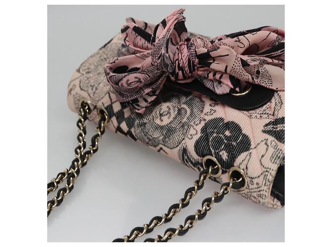 Chanel Flap Shoulder Canvas Rosa - vista 6