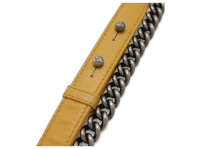 Borsa a Spalla Chanel Boy Chanel Matelassé Coco Mark Chain Giallo - vista 6