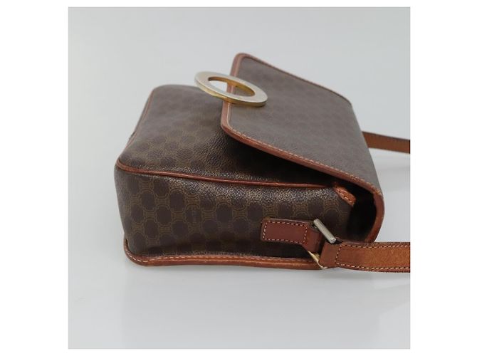 Céline Celine Vintage Macadam Circle Logo Canvas and Leather Marron - vue 3