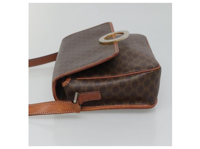 Céline Celine Vintage Macadam Circle Logo Canvas and Leather Marron - vue 4