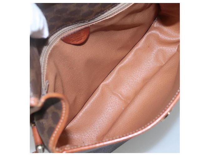 Céline Celine Vintage Macadam Circle Logo Canvas and Leather Marron - vue 5