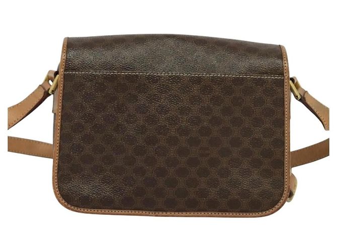Céline Celine Vintage Macadam Circle Logo Canvas and Leather Marron - vue 2