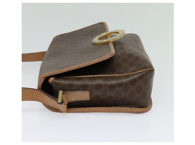 Céline Celine Vintage Macadam Circle Logo Canvas and Leather Marron - vue 3