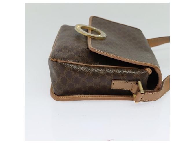 Céline Celine Vintage Macadam Circle Logo Canvas and Leather Marron - vue 4