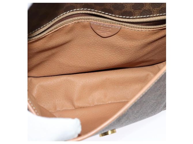 Céline Celine Vintage Macadam Circle Logo Canvas and Leather Marron - vue 5