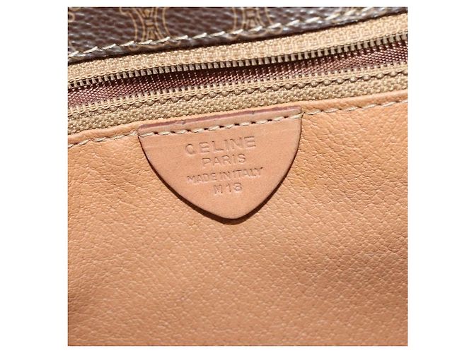 Céline Celine Vintage Macadam Circle Logo Canvas and Leather Marron - vue 6