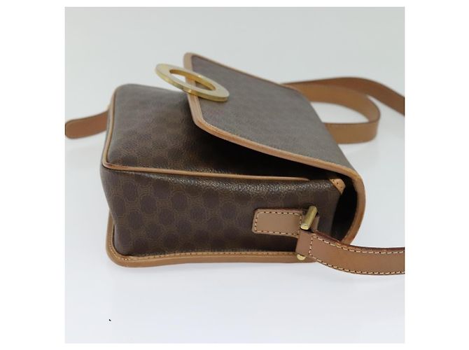 Céline Celine Vintage Macadam Circle Logo Canvas and Leather Marron - vue 4