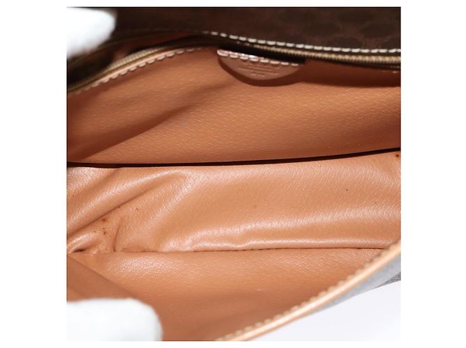 Céline Celine Vintage Macadam Circle Logo Canvas and Leather Marron - vue 5