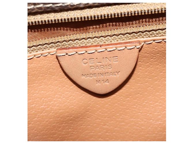Céline Celine Vintage Macadam Circle Logo Canvas and Leather Marron - vue 6