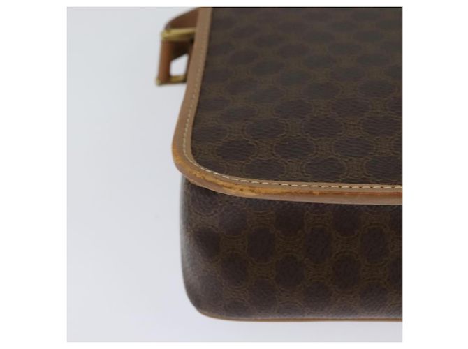 Céline Celine Vintage Macadam Circle Logo Canvas and Leather Marron - vue 7
