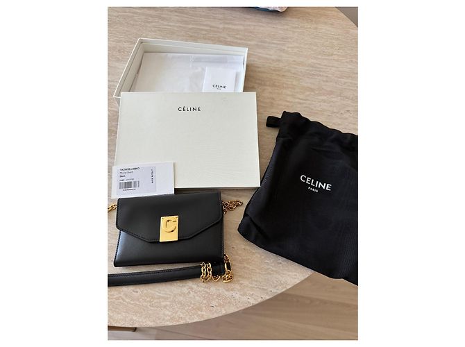 Clutch Phone Céline in pelle nera Nero - vista 4
