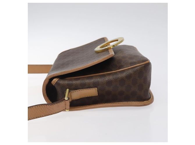 Céline Celine Vintage Macadam Circle Logo Canvas and Leather Marron - vue 4