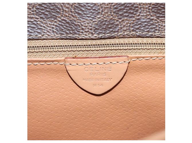 Céline Celine Vintage Macadam Circle Logo Canvas and Leather Marron - vue 6