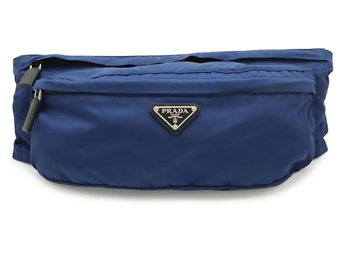 Borsa a Tracolla Prada Triangle in Nylon Nero Blu - vista 2