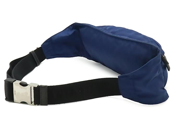 Borsa a Tracolla Prada Triangle in Nylon Nero Blu - vista 3