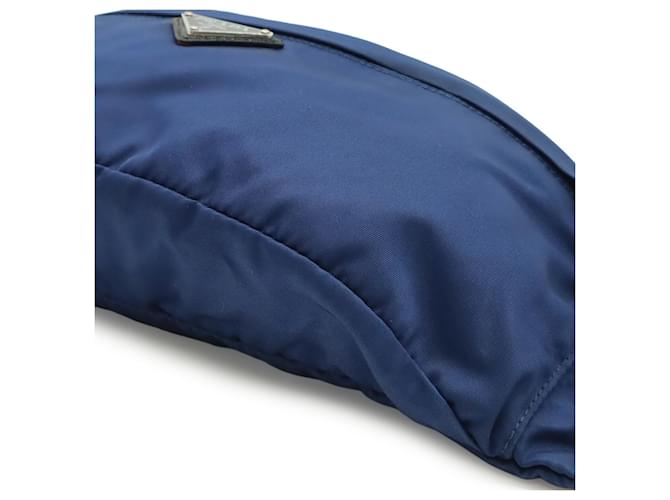Borsa a Tracolla Prada Triangle in Nylon Nero Blu - vista 4