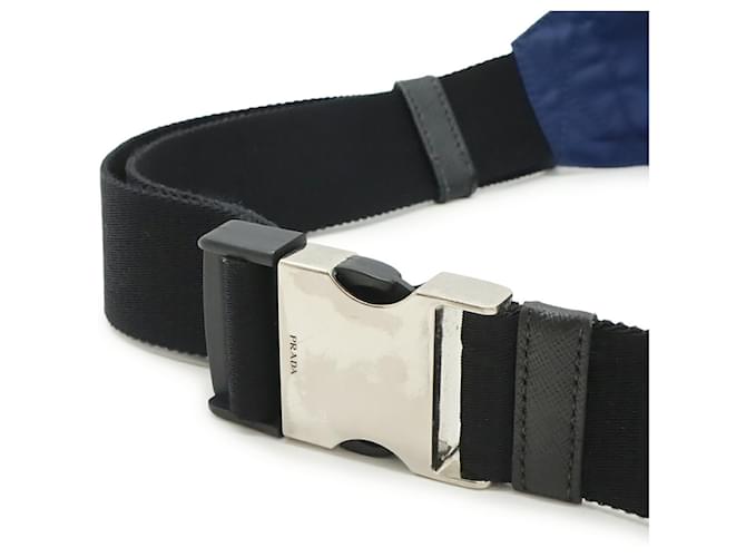Borsa a Tracolla Prada Triangle in Nylon Nero Blu - vista 5