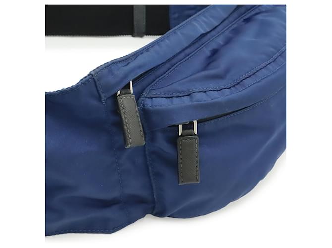 Borsa a Tracolla Prada Triangle in Nylon Nero Blu - vista 6