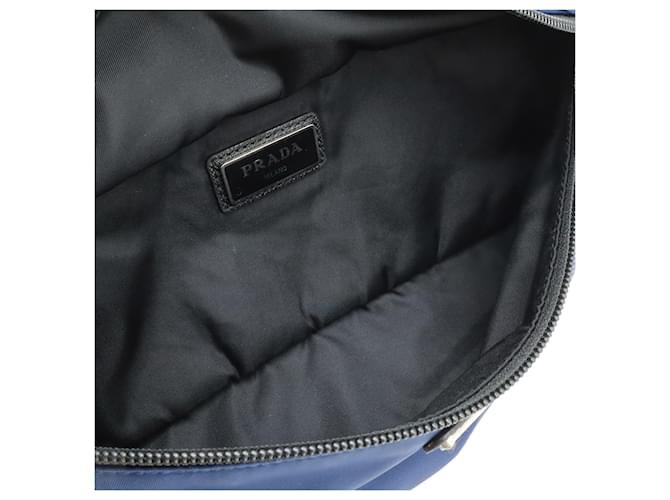 Borsa a Tracolla Prada Triangle in Nylon Nero Blu - vista 7