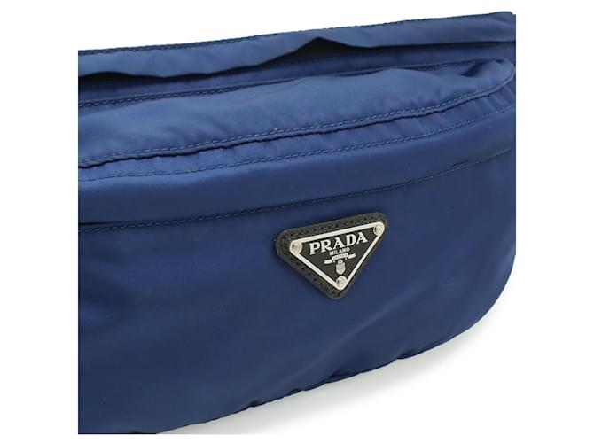 Borsa a Tracolla Prada Triangle in Nylon Nero Blu - vista 9