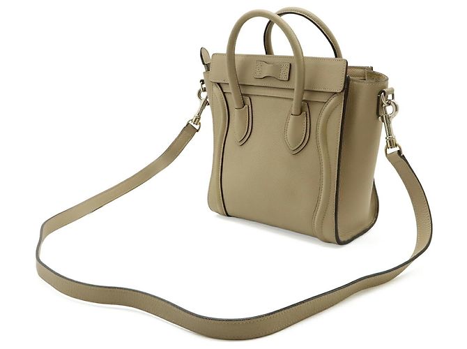 Céline Borsa a mano Celine Luggage Nano Shopper Beige - vista 3