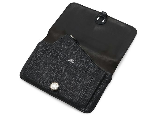 Cartera larga bi-fold Dogon Duo GM de Hermès Negro - vista 6
