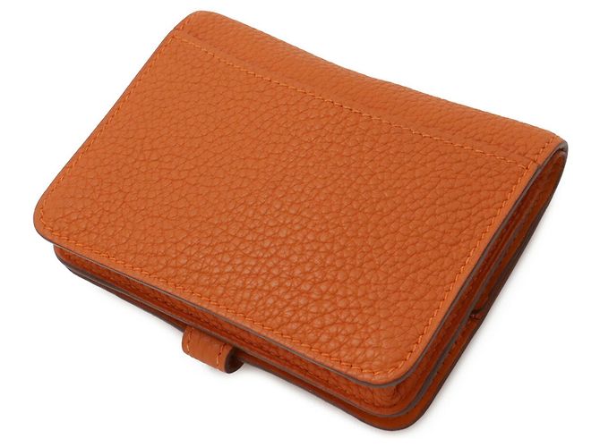 Hermès HERMES Dogon Compact Wallet/Coin Purse Orange - view 3