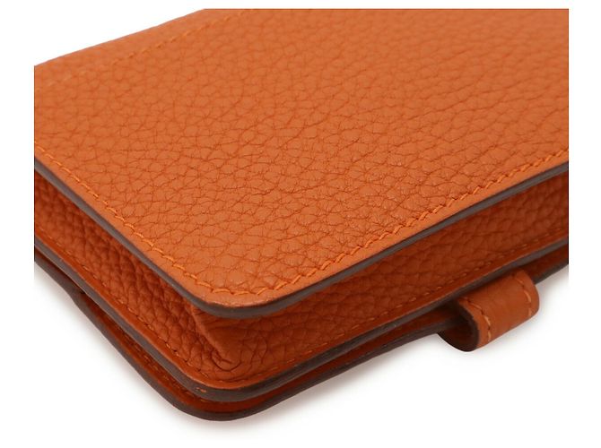 Hermès HERMES Dogon Compact Wallet/Coin Purse Orange - view 4