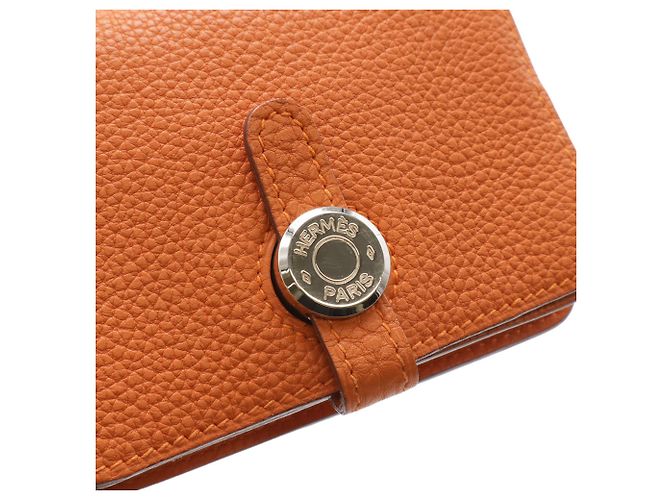 Hermès HERMES Dogon Compact Wallet/Coin Purse Orange - view 5