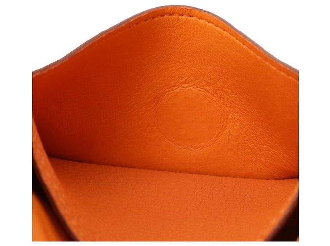 Hermès HERMES Dogon Compact Wallet/Coin Purse Orange - view 8