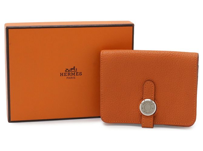 Hermès HERMES Dogon Compact Wallet/Coin Purse Orange - view 9