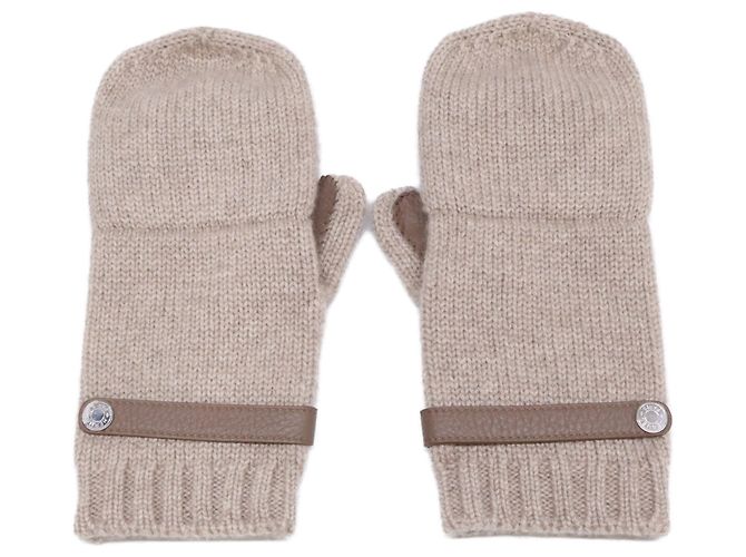Hermès Lionel Kaschmir Strickhandschuhe aus Hirschleder Beige - Ansicht 2