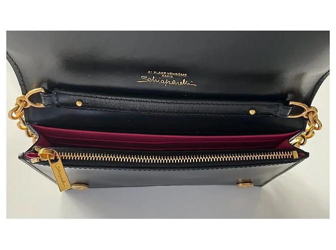 Clutch a Catena con Bocca Moldata Schiaparelli Nero Rosa - vista 10