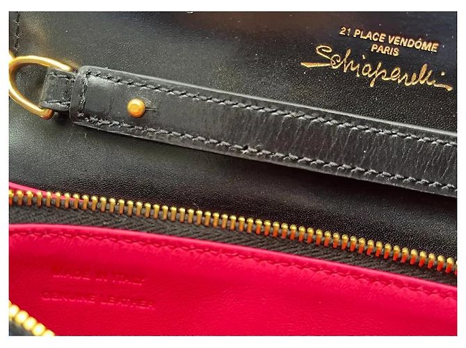 Clutch a Catena con Bocca Moldata Schiaparelli Nero Rosa - vista 11