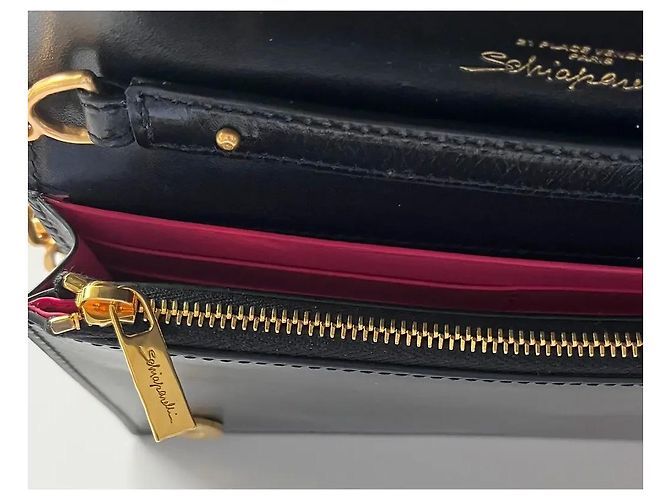 Clutch a Catena con Bocca Moldata Schiaparelli Nero Rosa - vista 9