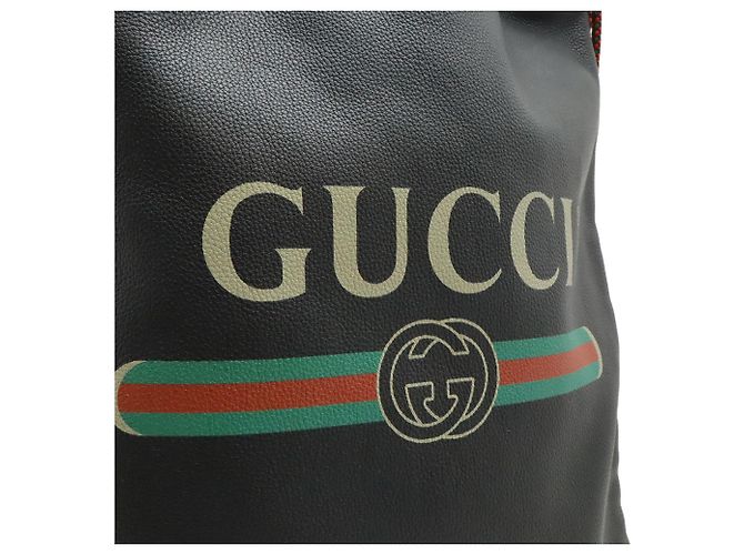 GUCCI Print Drawstring Backpack Black Red Green - view 9